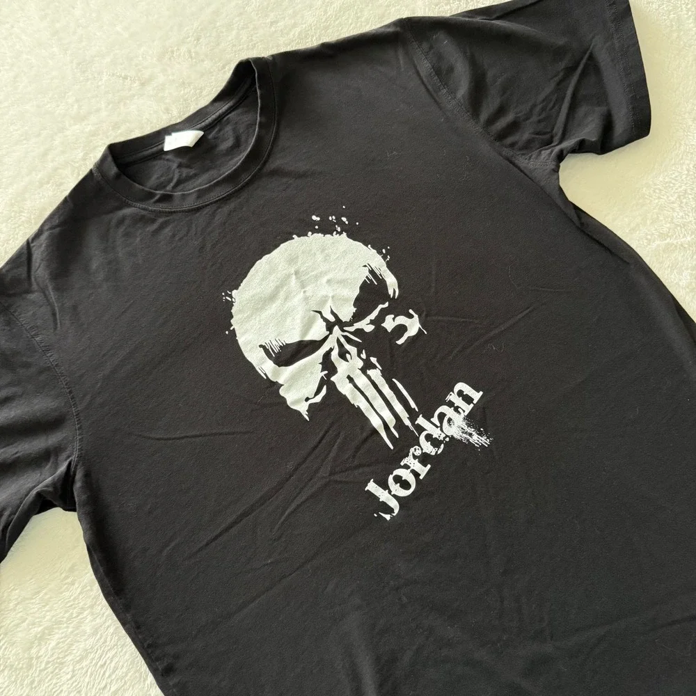 Jordan Punisher Skull Graphic T Shirt Black Mens Size XL Preshrunk Cotton‎